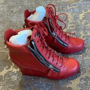 Giuseppe Zanotti Women's Red High-top Wedge Sneake